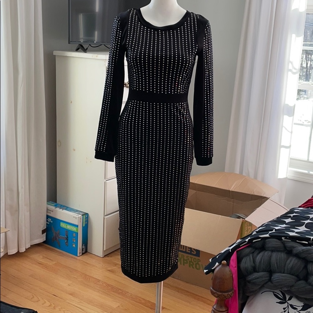 Women’s little black dress with sequin detail